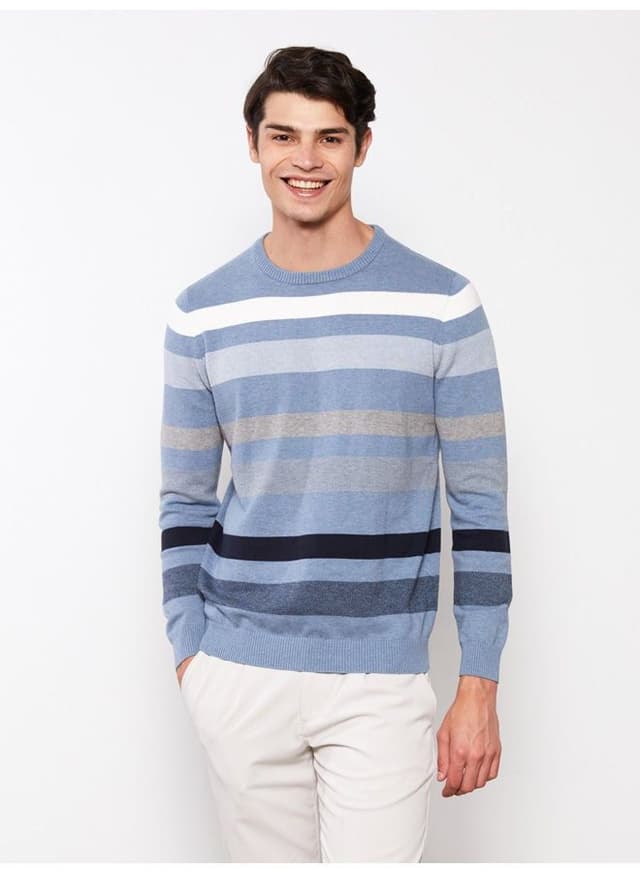crew-neck-long-sleeve-striped-men's-knitwear-sweater