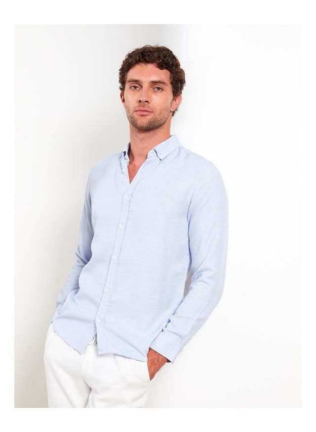 slim-fit-long-sleeve-dobby-men's-shirt